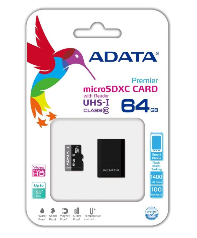 Adata Micro SDXC 64GB Premier Class 10 s MicroReader
