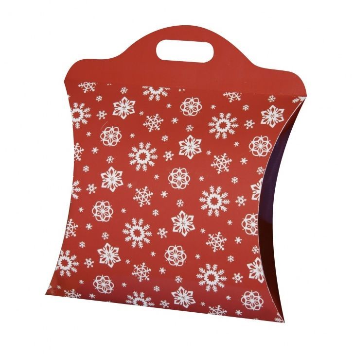 Kazeto dárková taška vánoční vločky červená velká