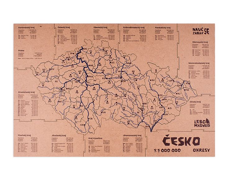 Mapucle Česko okresy - stolní hra puzzle